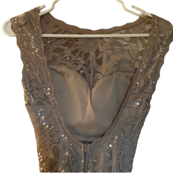 Champagne Open Back Dress Sequin Bodycon Semi Formal Prom Party Dinner Small - Picture 8 of 9